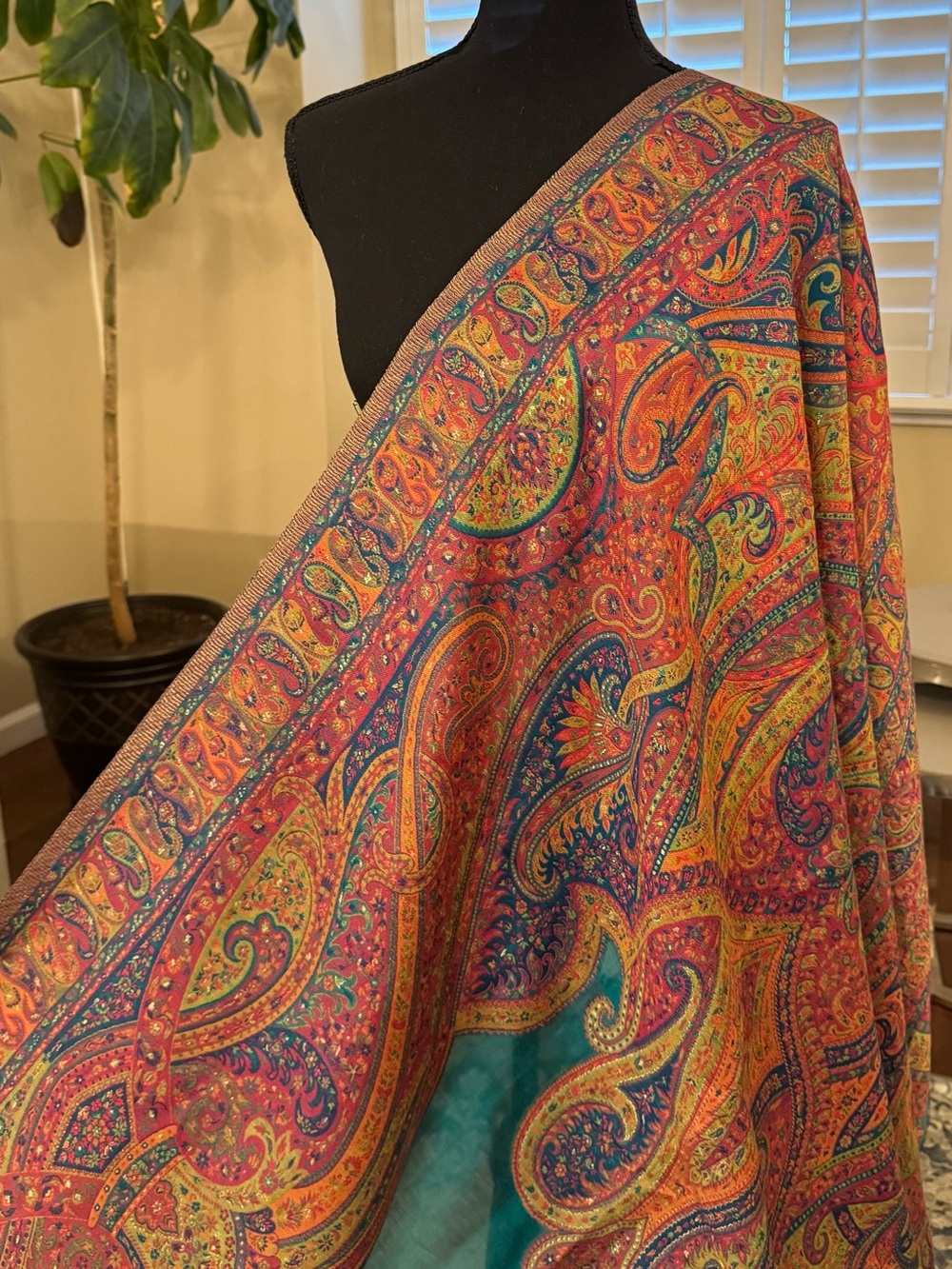 Vibrant Paisley Women's Scarf - Red, Orange & Teal